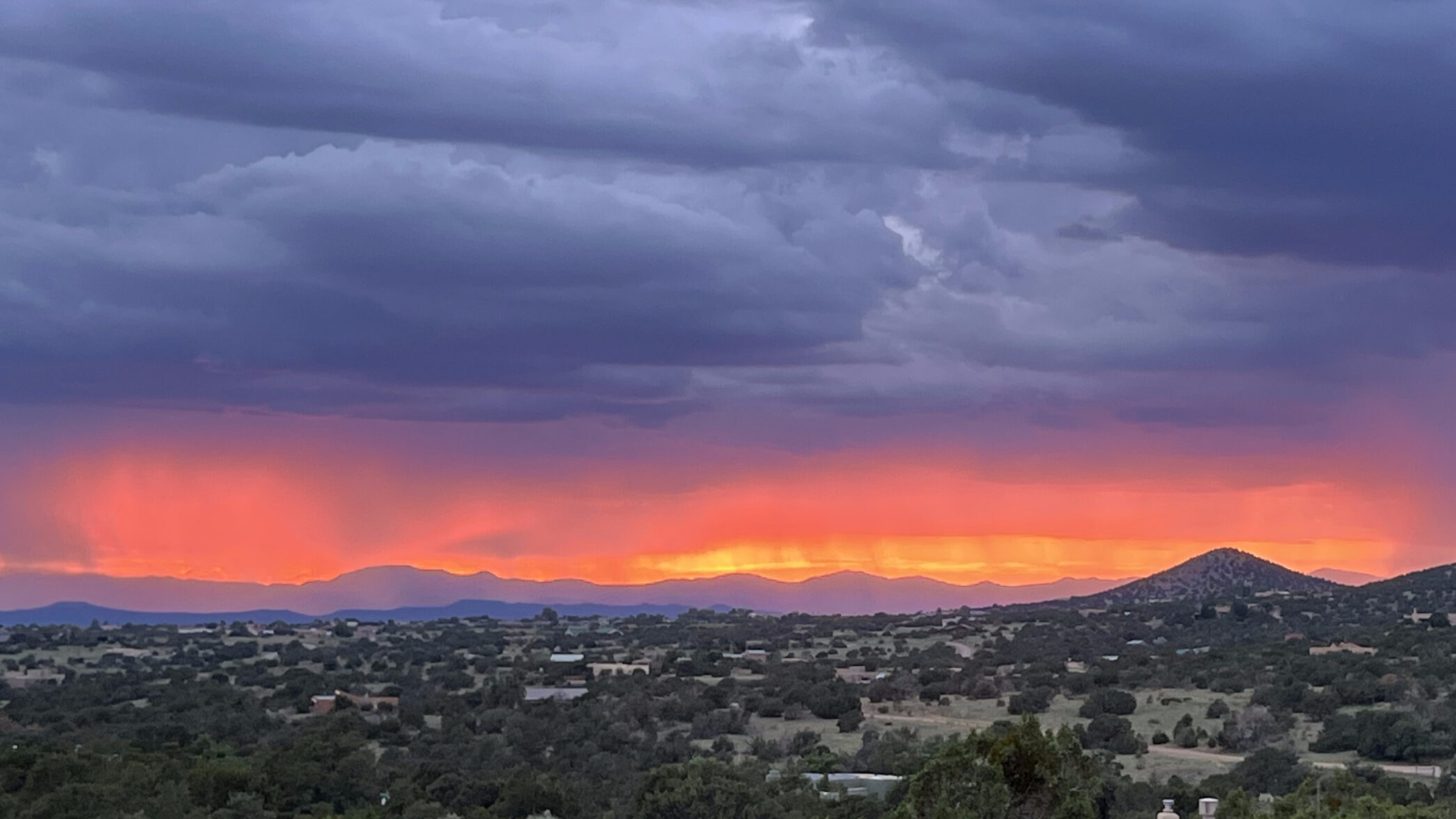 Storm light over the Sangre de Cristo foothills near Santa Fe